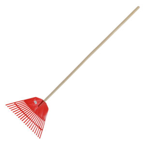 GREBLA PLASTIC CU MANER LEMN 130CM / 20 DIN?I